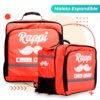 Maleta-expandible Mochila Expandible-Frontal y lateral sistema de cierre lateral para aumentar la capacidad de carga y Material impermeable junto Incluye asa reforzada y bolsillos externos de malla.